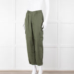 Silk95Five Khaki Green Silk Cargo Trousers