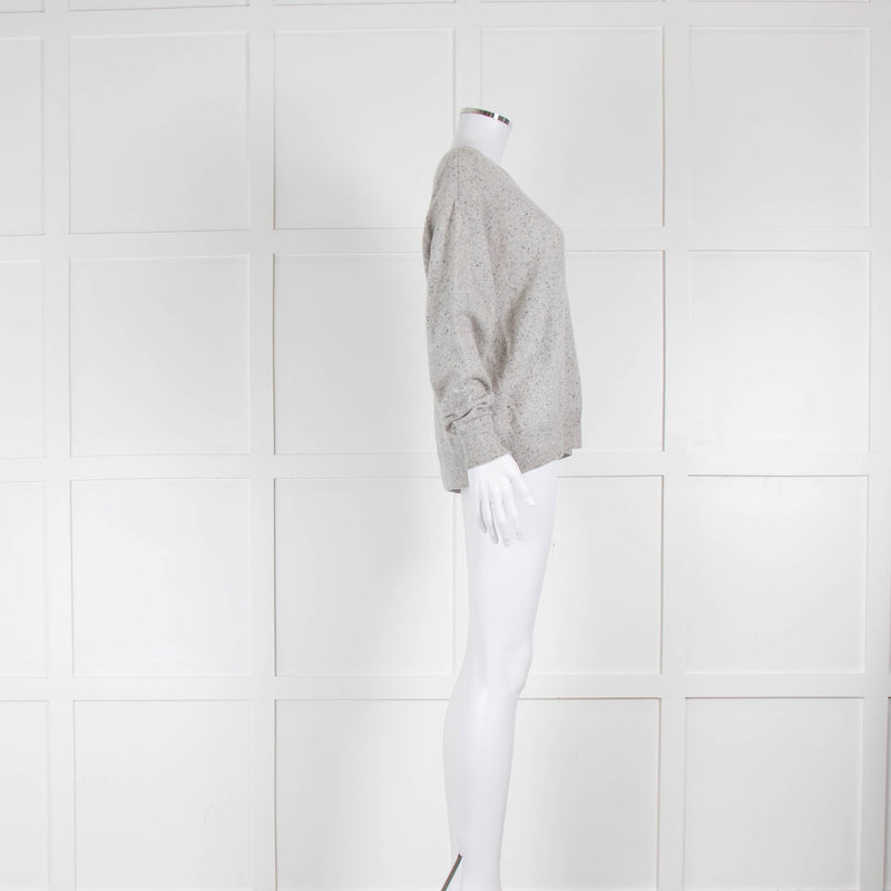 Crush Cashmere Grey Round Neck Flecked Jumper