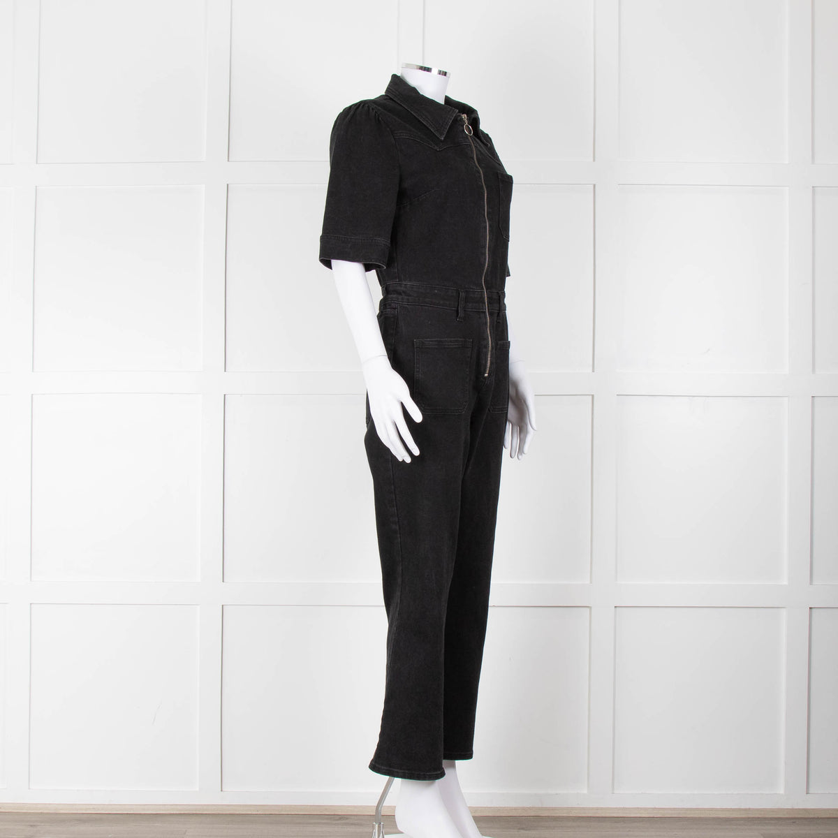 Seventy & Mochi Black Denim Flared Boilersuit