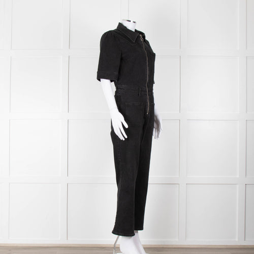 Seventy & Mochi Black Denim Flared Boilersuit