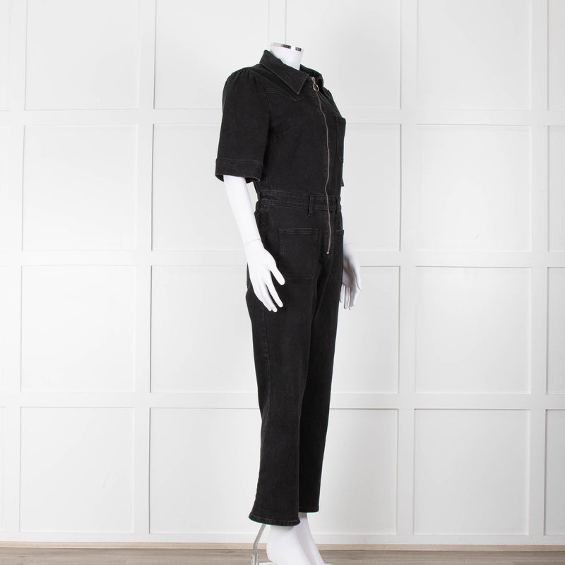 Seventy & Mochi Black Denim Flared Boilersuit