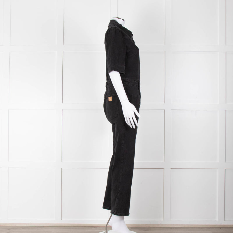 Seventy & Mochi Black Denim Flared Boilersuit