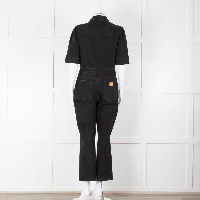 Seventy & Mochi Black Denim Flared Boilersuit