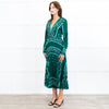 Sandro Green White Pleated Bottom Long Dress