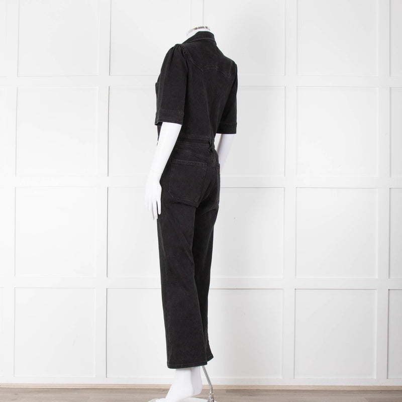 Seventy & Mochi Black Denim Flared Boilersuit