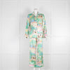 Olivia Von Halle Cream Green Resort Print Pyjama Set