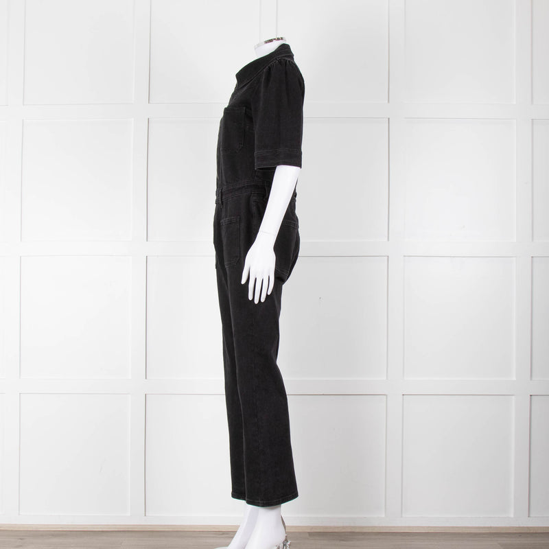 Seventy & Mochi Black Denim Flared Boilersuit