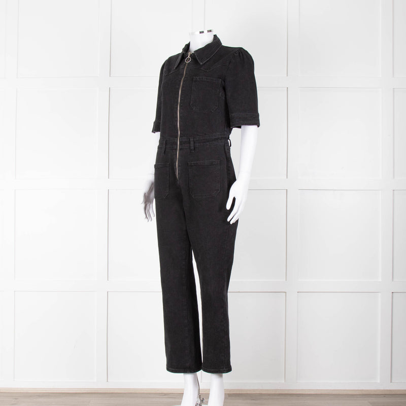 Seventy & Mochi Black Denim Flared Boilersuit