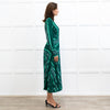 Sandro Green White Pleated Bottom Long Dress