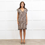 Zadig & Voltaire Cream Brown Animal Print V Neck Dress