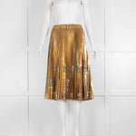 No 21 Gold Pleated Embellished Skirt