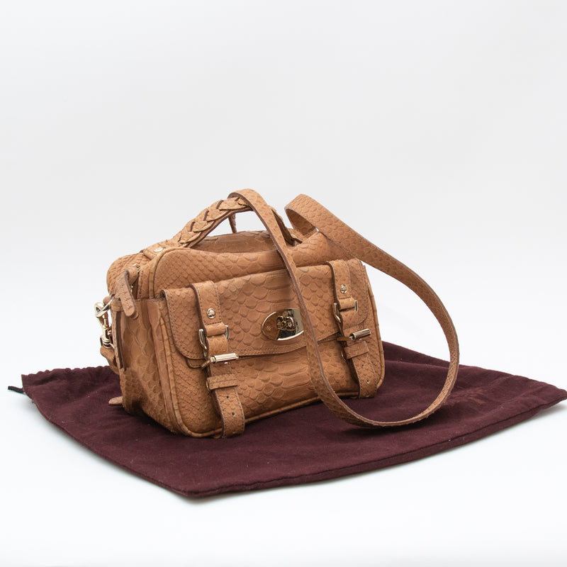 Mulberry Tan Snake Print Alexa Camera Bag with Postman Lock