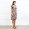 Zadig & Voltaire Cream Brown Animal Print V Neck Dress
