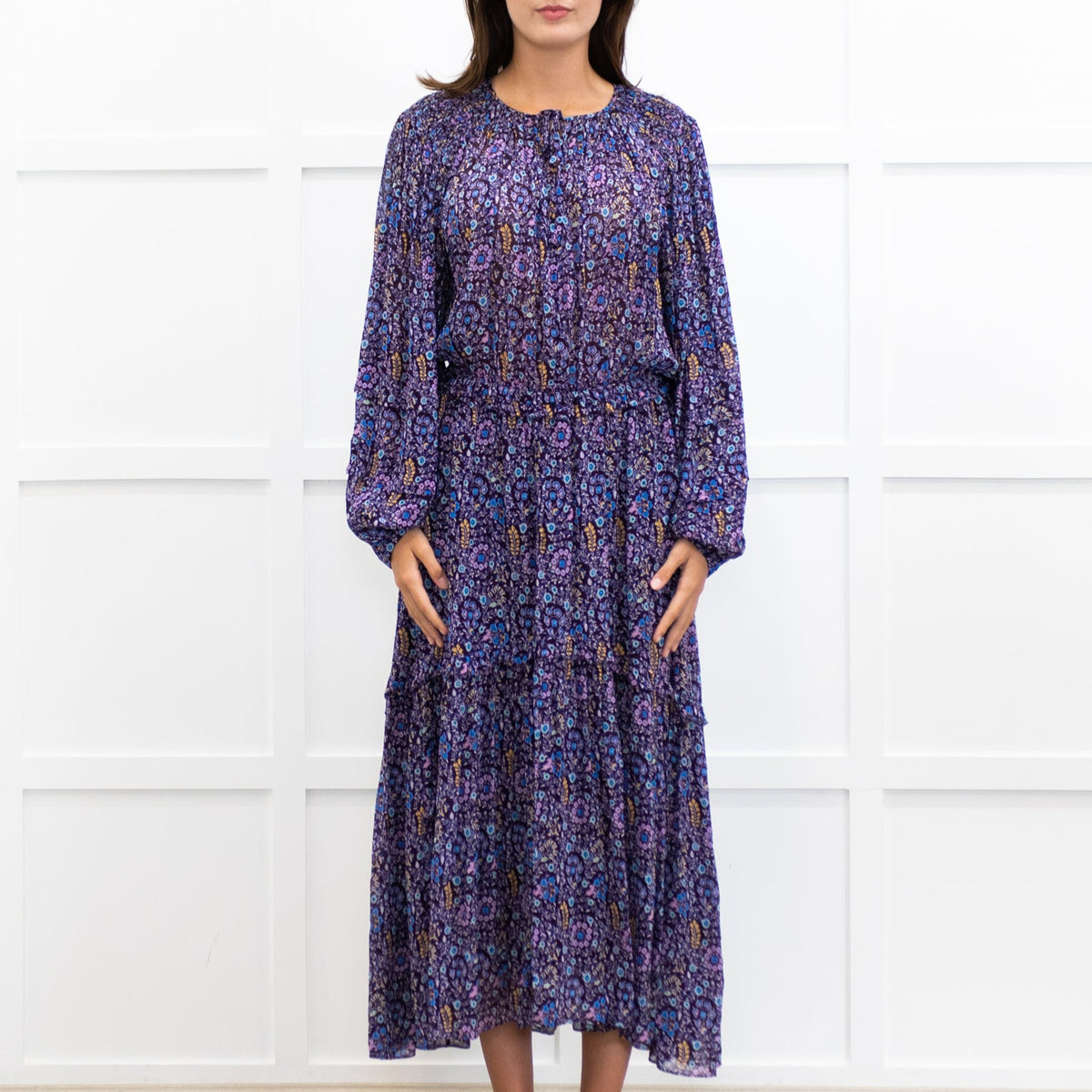 Marant Etoile Purple Blue Pink Floral Maxi Dress
