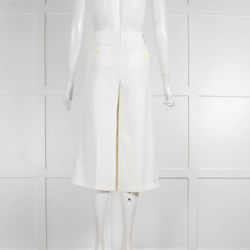 Theory Cream Knee Length Wide Trousers