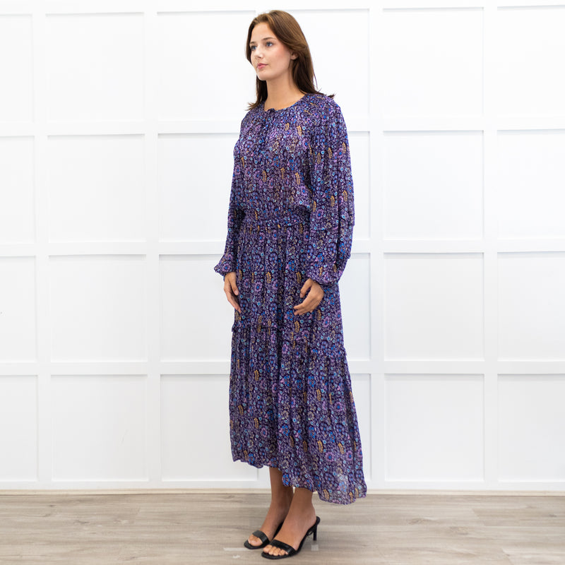 Marant Etoile Purple Blue Pink Floral Maxi Dress