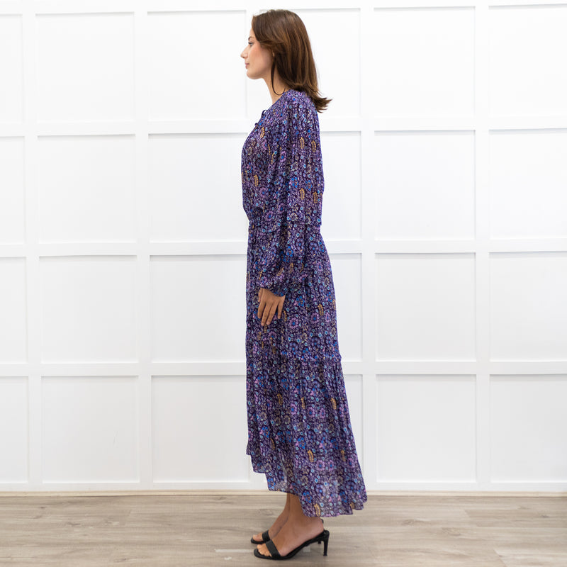 Marant Etoile Purple Blue Pink Floral Maxi Dress