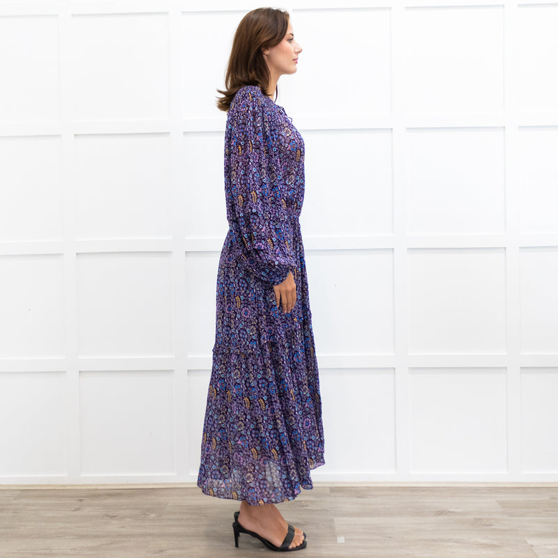 Marant Etoile Purple Blue Pink Floral Maxi Dress