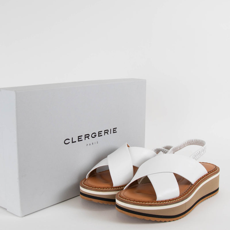 Robert Clergerie White Leather Platform Sandals