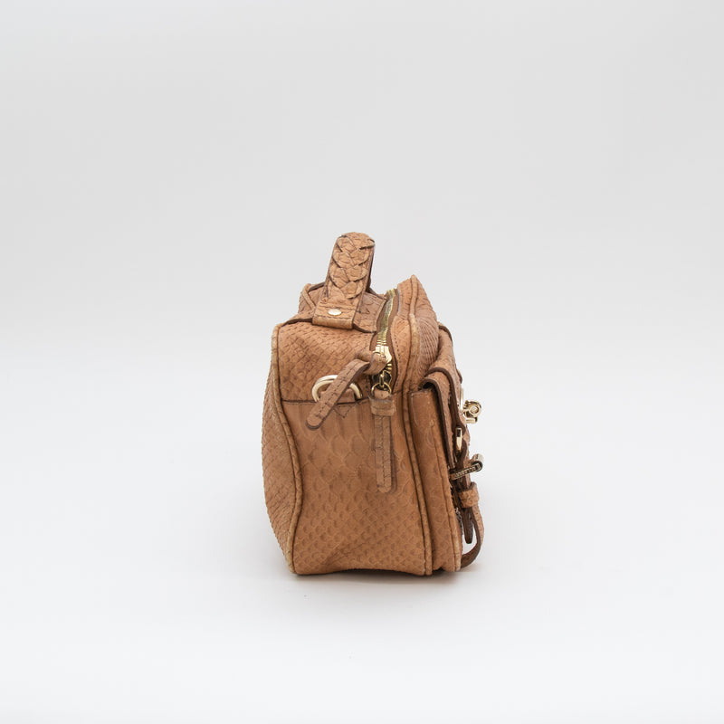 Mulberry Tan Snake Print Alexa Camera Bag with Postman Lock