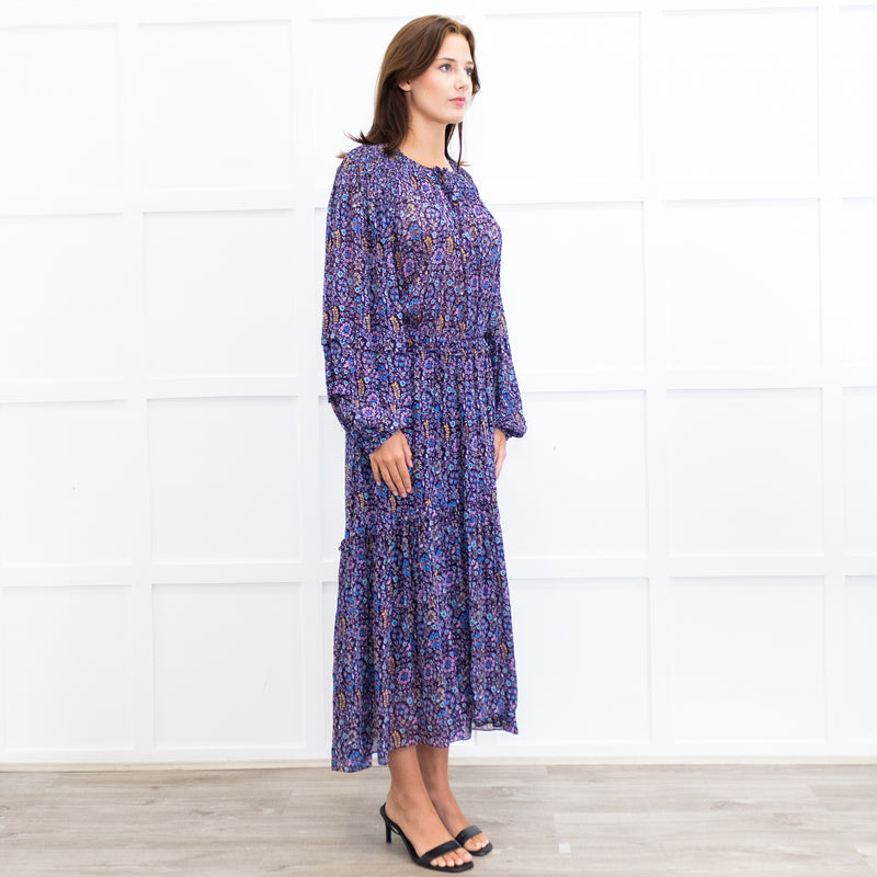 Marant Etoile Purple Blue Pink Floral Maxi Dress
