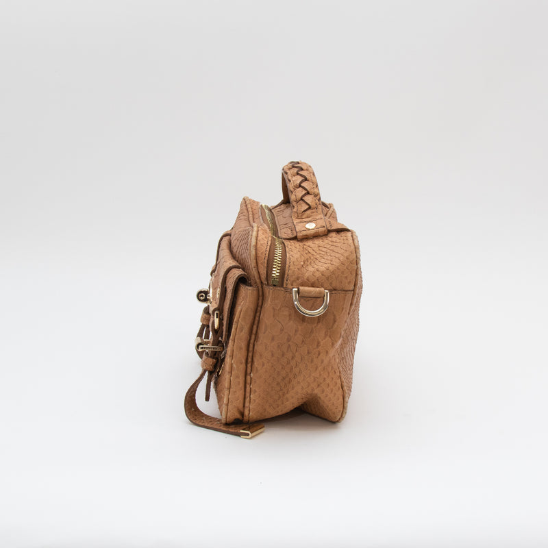 Mulberry Tan Snake Print Alexa Camera Bag with Postman Lock