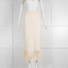 Sandro Cream Knit Fringe Bottom Fitted Skirt