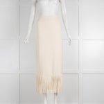 Sandro Cream Knit Fringe Bottom Fitted Skirt