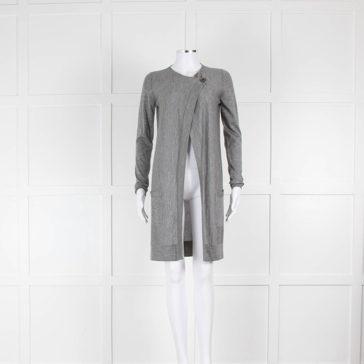 Brunello Cucinelli Grey Cashmere Silk Long Cardigan