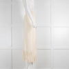 Sandro Cream Knit Fringe Bottom Fitted Skirt