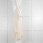 Sandro Cream Knit Fringe Bottom Fitted Skirt