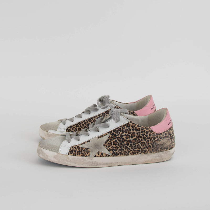 Golden Goose White Suede Animal Print Distressed Trainers