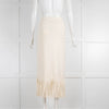 Sandro Cream Knit Fringe Bottom Fitted Skirt