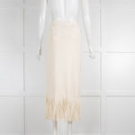 Sandro Cream Knit Fringe Bottom Fitted Skirt