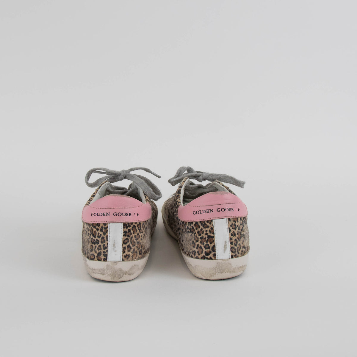 Golden Goose White Suede Animal Print Distressed Trainers