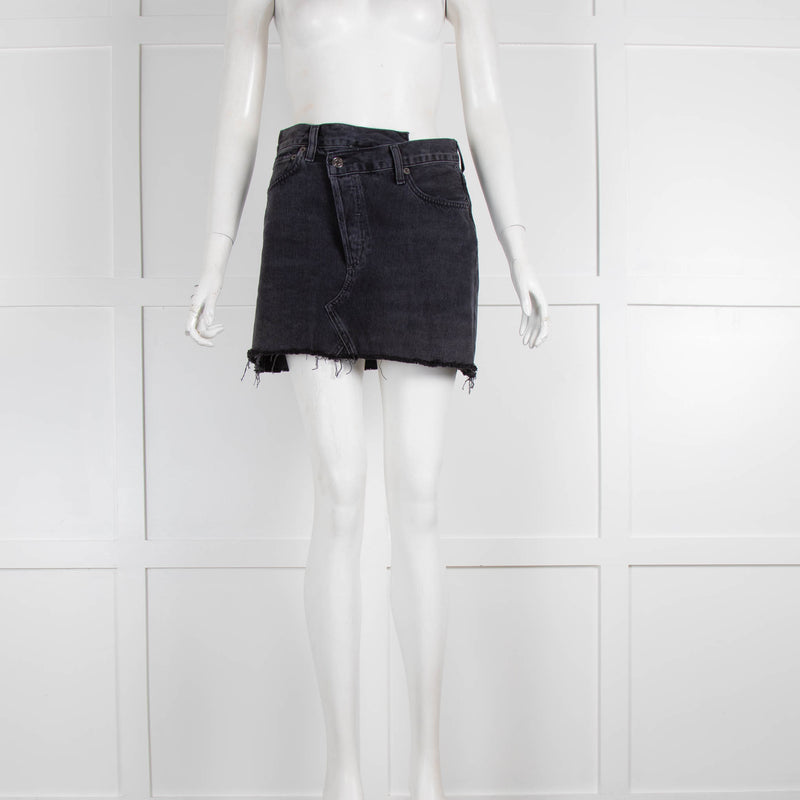 Agolde Black Denim Mini Skirt