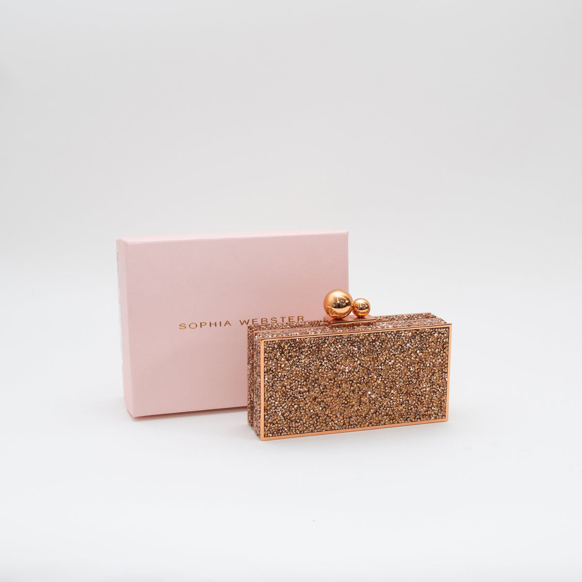 Sophia Webster Rose Gold Clara Crystal Box Clutch