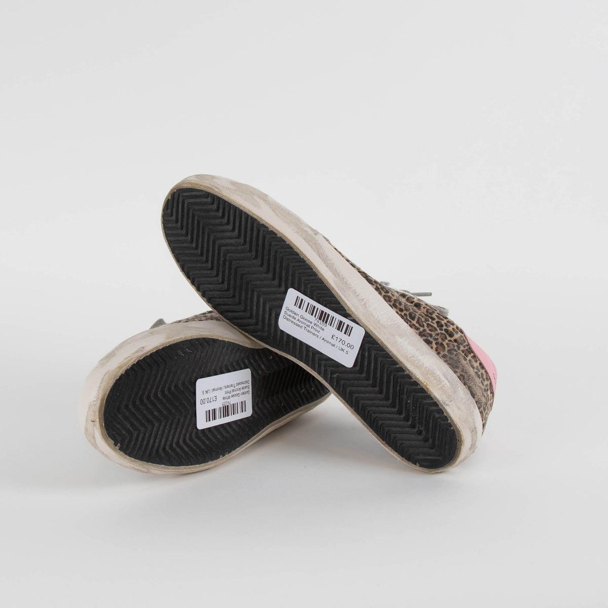 Golden Goose White Suede Animal Print Distressed Trainers