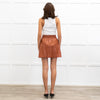 Sea New York Clay Brown Vegan Leather Popper Front Mini Skirt