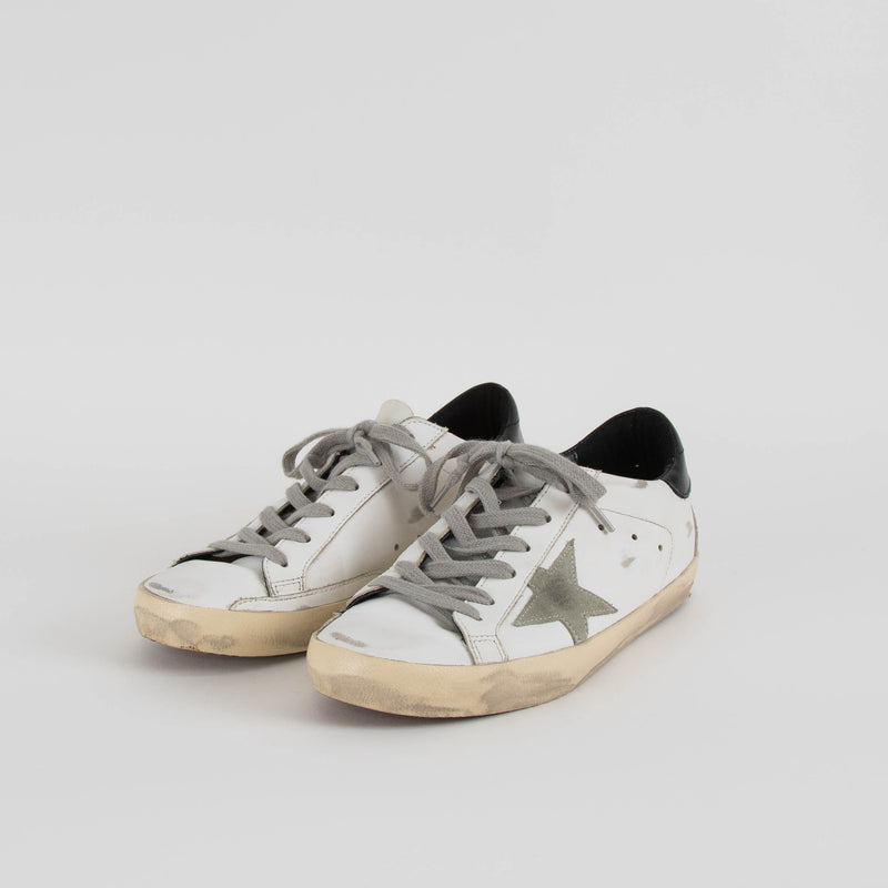 Golden Goose White Leather Grey Star Trainers