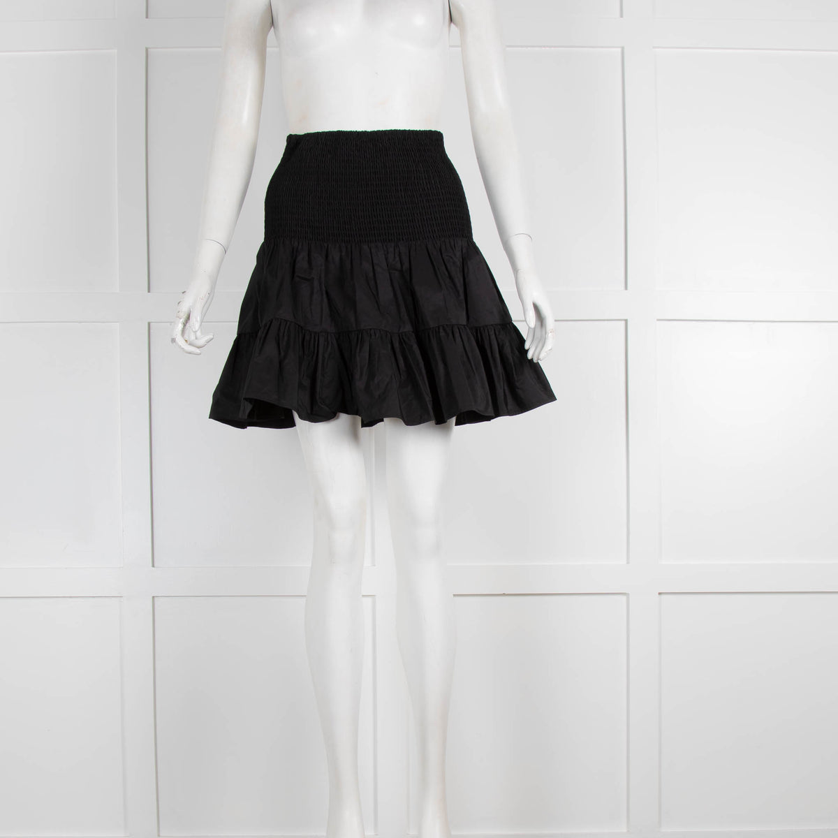 Maje Smocked Black Mini Skirt