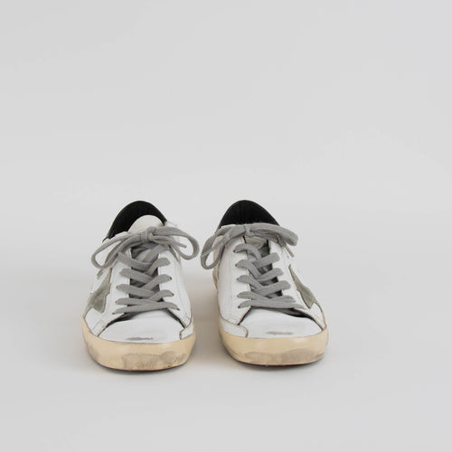 Golden Goose White Leather Grey Star Trainers