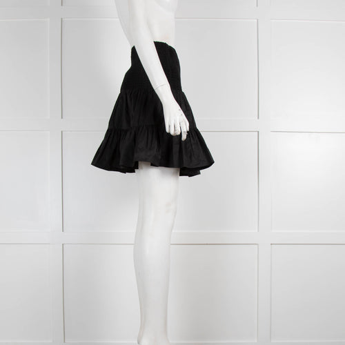 Maje Smocked Black Mini Skirt