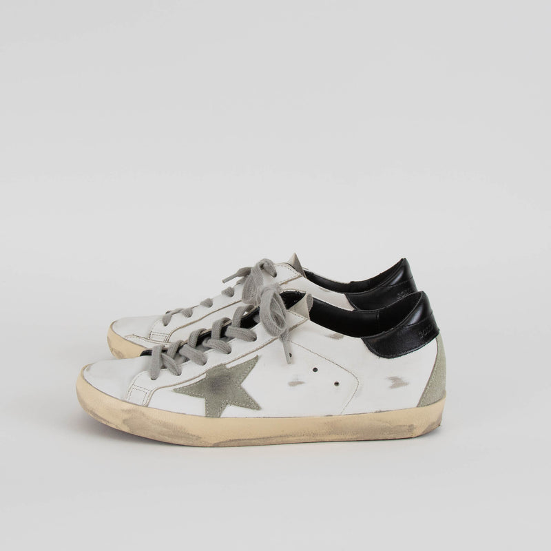 Golden Goose White Leather Grey Star Trainers