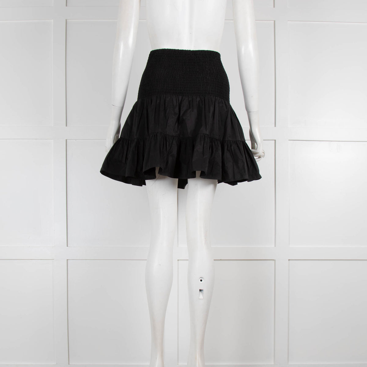 Maje Smocked Black Mini Skirt