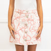 Ganni Cream Coral Shell Chain Print Button Front Mini Skirt
