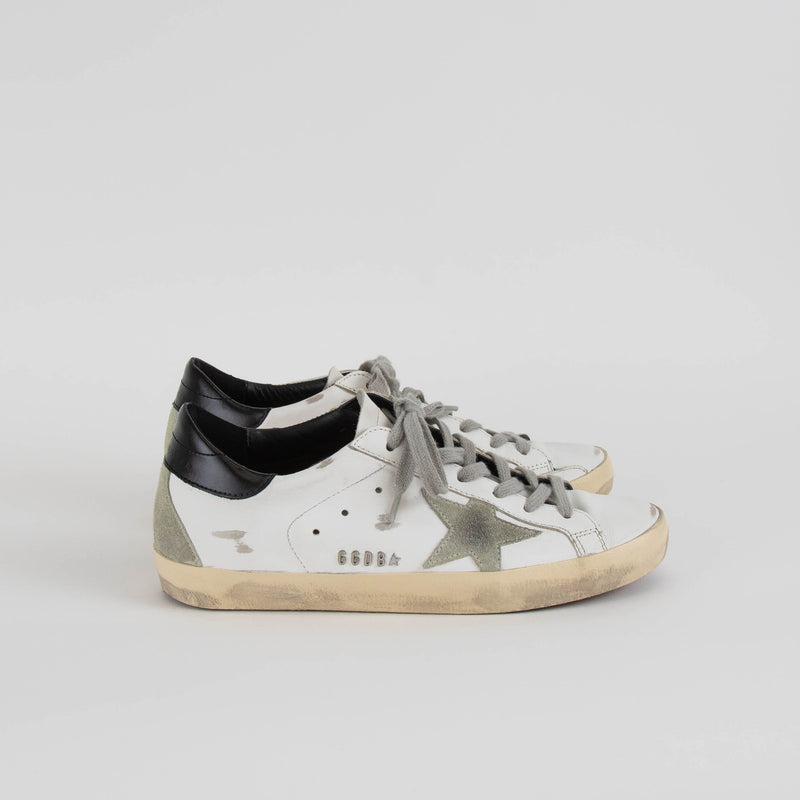 Golden Goose White Leather Grey Star Trainers