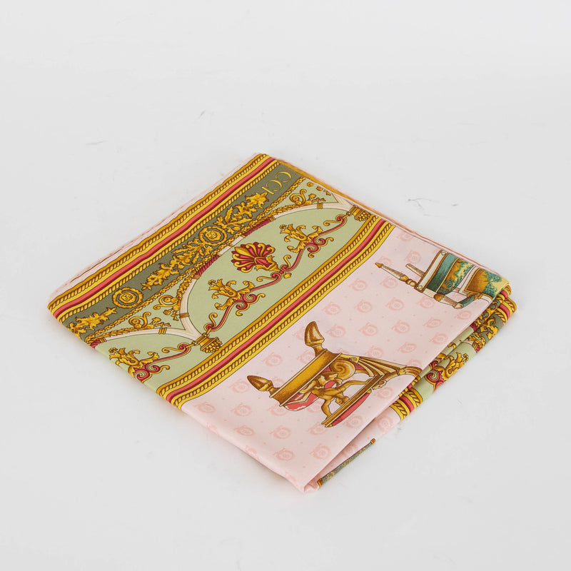 Gucci Vintage Pink Chair Print Silk Scarf
