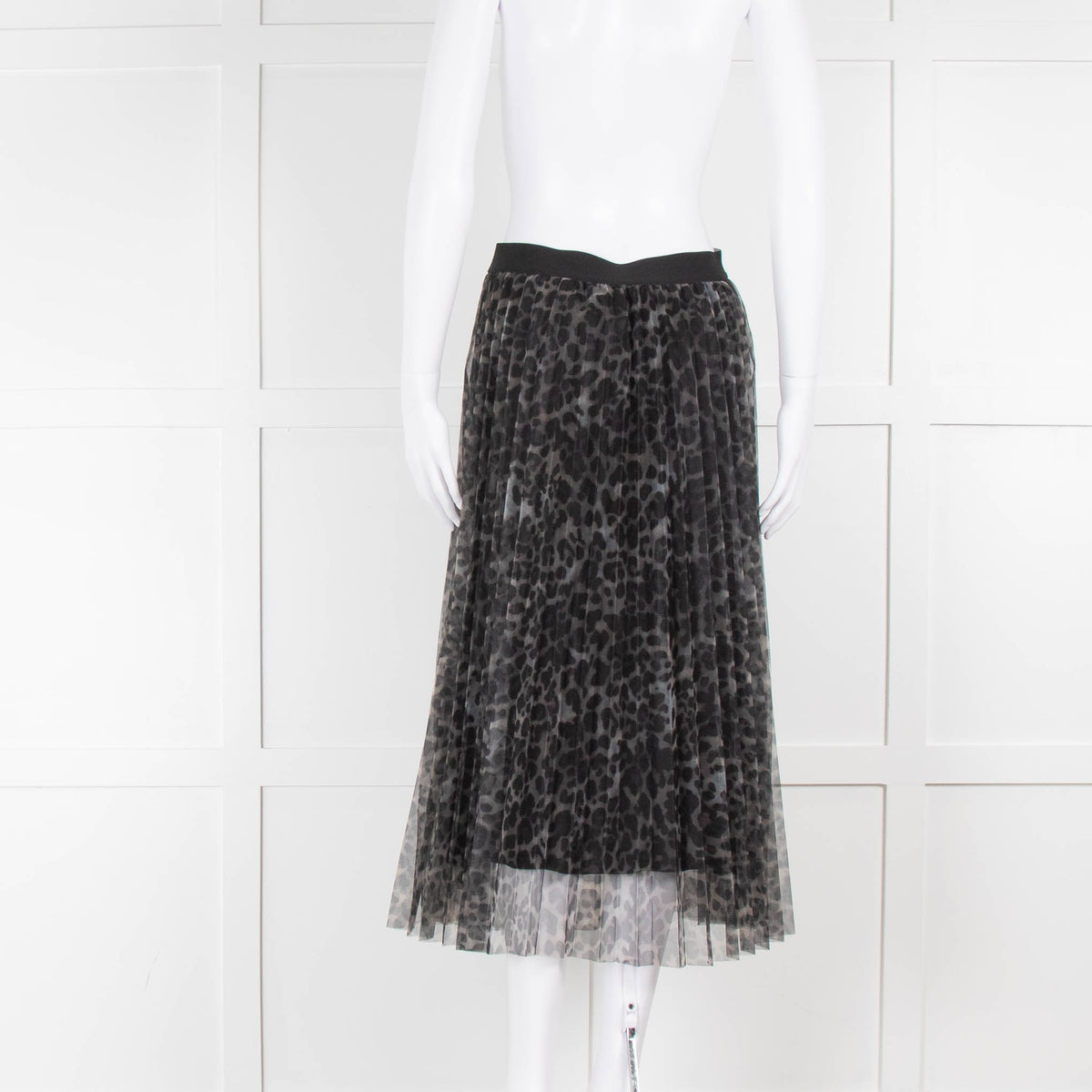Delicate Love Tulle Leopard Print Pleated Midi Skirt