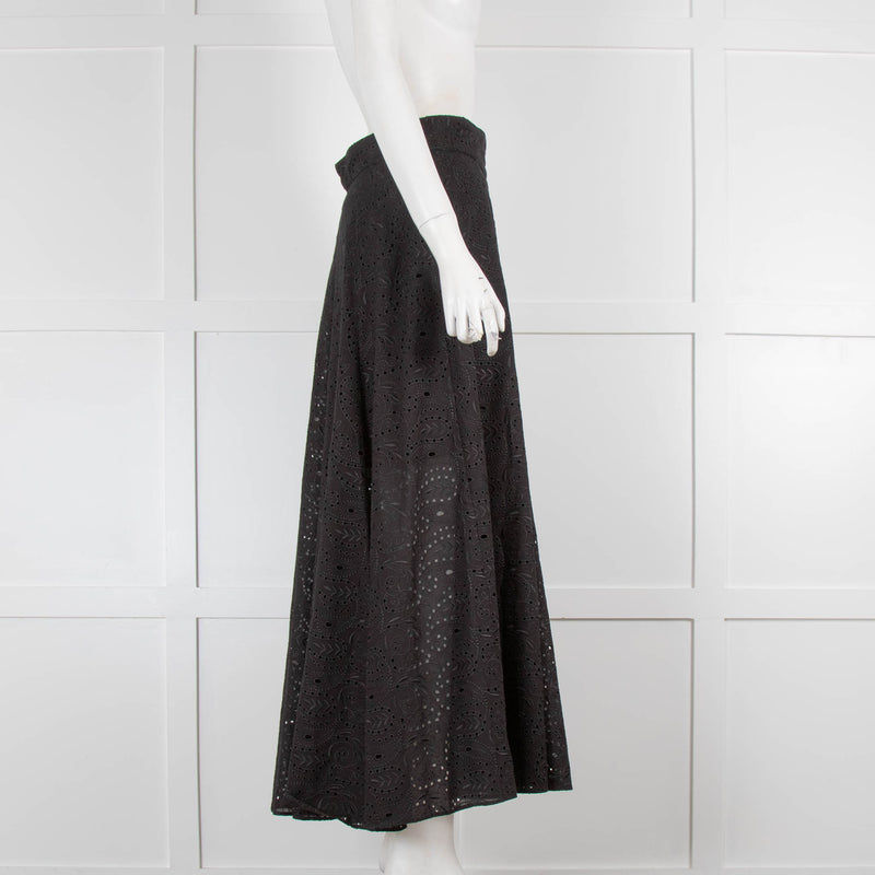 Three Graces Black Broderie Anglaise Maxi Skirt
